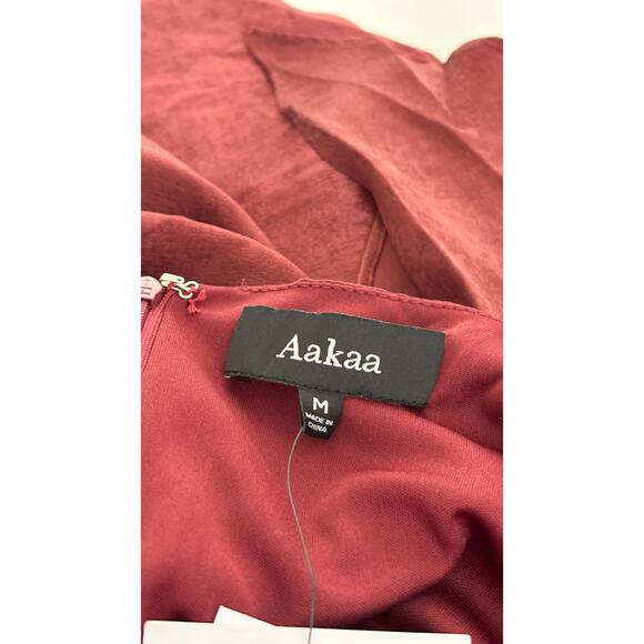 Aakaa Token Of Gratitude Satin Tie Midi Dress Womens Size Medium New Wine - Picture 10 of 14